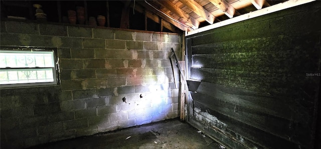 basement featuring wood ceiling