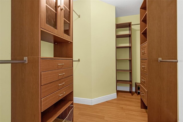 spacious closet with light wood-type flooring