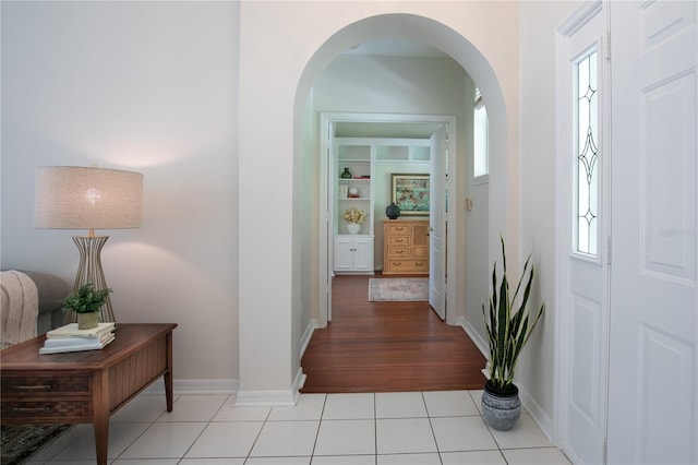 hallway with light wood-type flooring