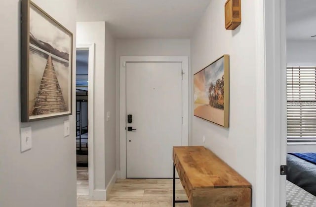 entryway with light wood-type flooring