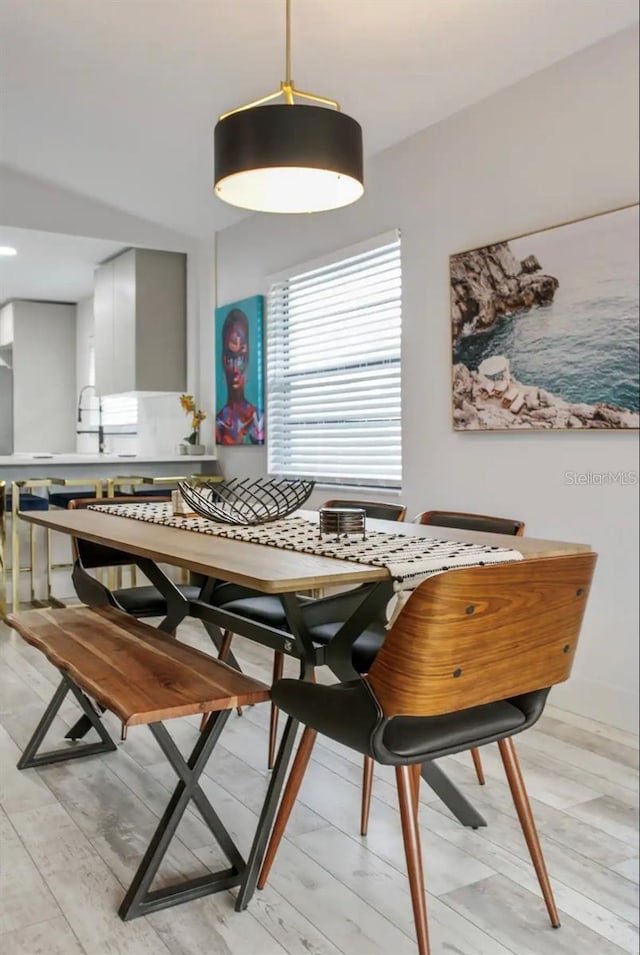 dining space featuring light hardwood / wood-style floors