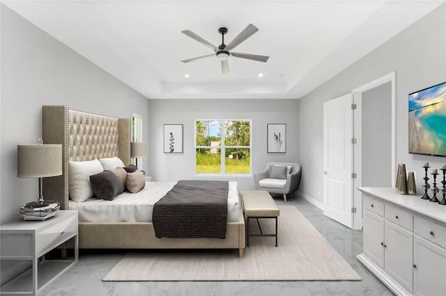 bedroom featuring ceiling fan