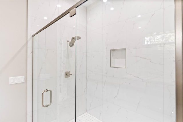 bathroom featuring walk in shower