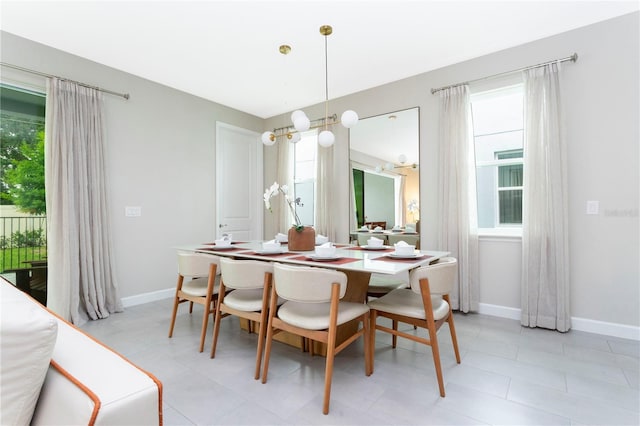 view of tiled dining area