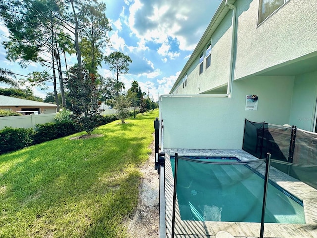 view of yard with a fenced backyard