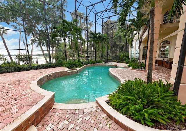 view of pool featuring a patio