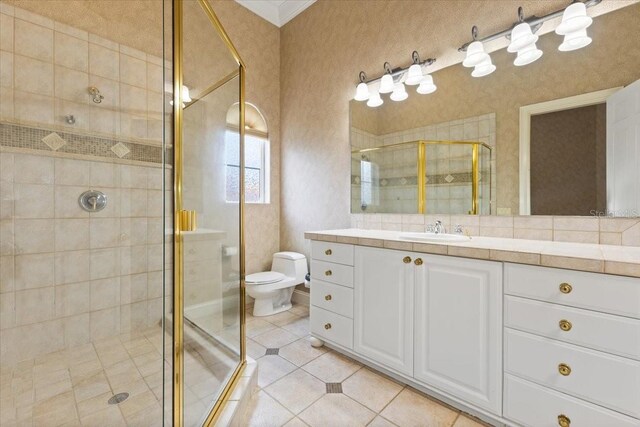 9164 Point Cypress Dr, Orlando, FL 32836 - full bath featuring vanity, a shower stall, and tile patterned flooring