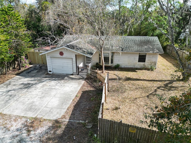 single story home with a garage