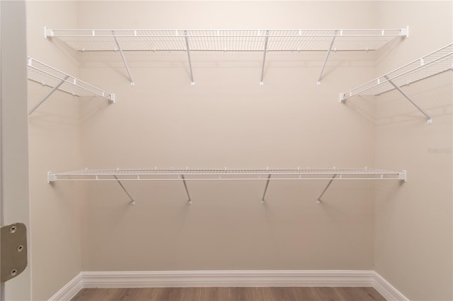 spacious closet with wood finished floors