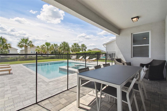 view of swimming pool featuring a patio