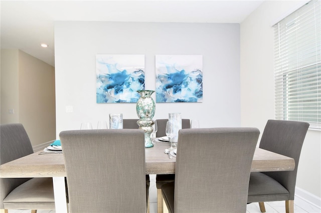 view of tiled dining room