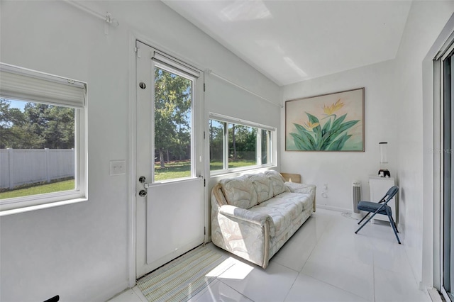 interior space with light tile patterned floors