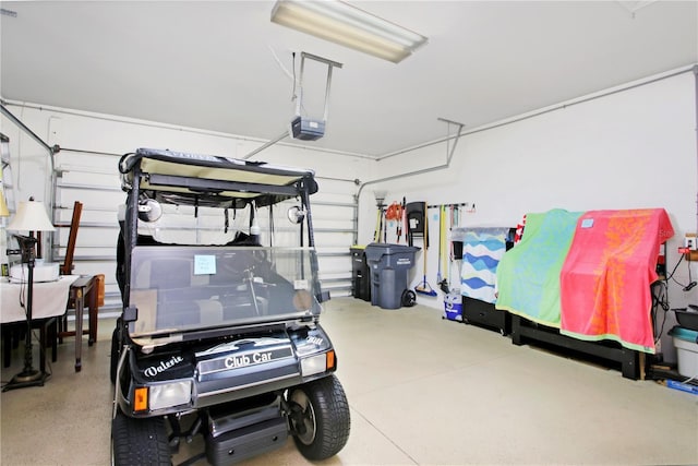 garage with a garage door opener