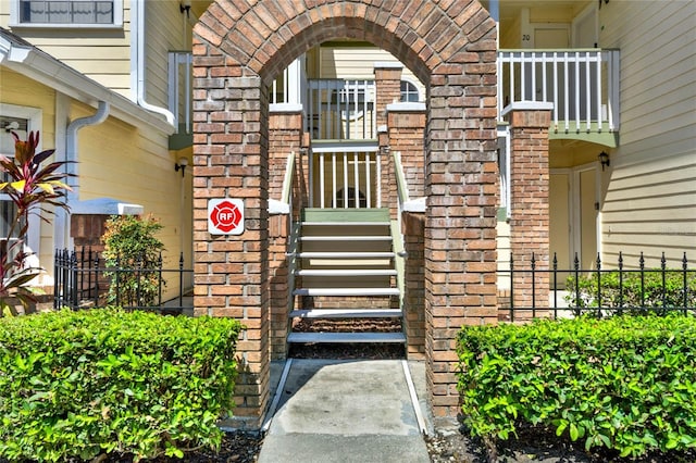 doorway to property with a balcony