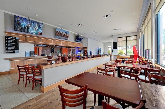 dining room with light hardwood / wood-style flooring