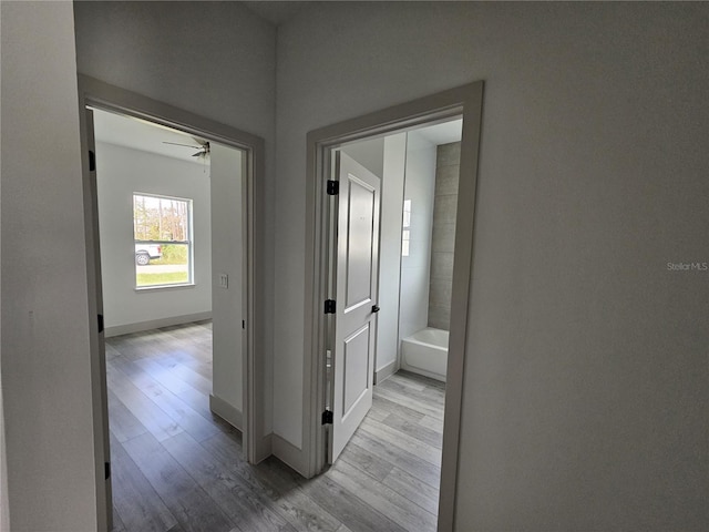 hall featuring light hardwood / wood-style flooring