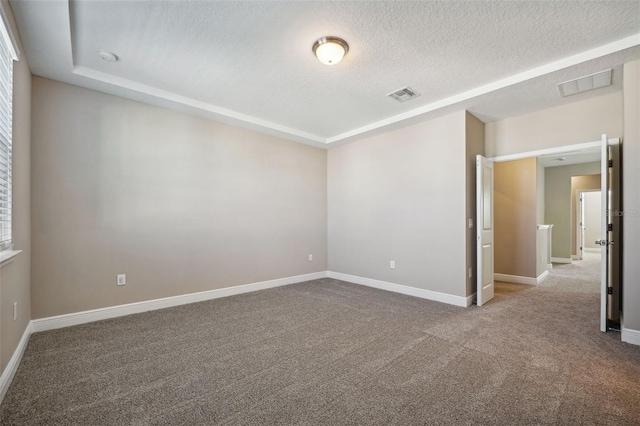 empty room featuring carpet flooring and a textured ceiling