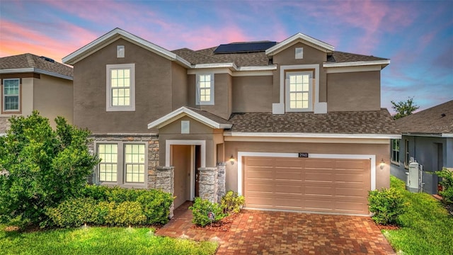 view of front property with a garage