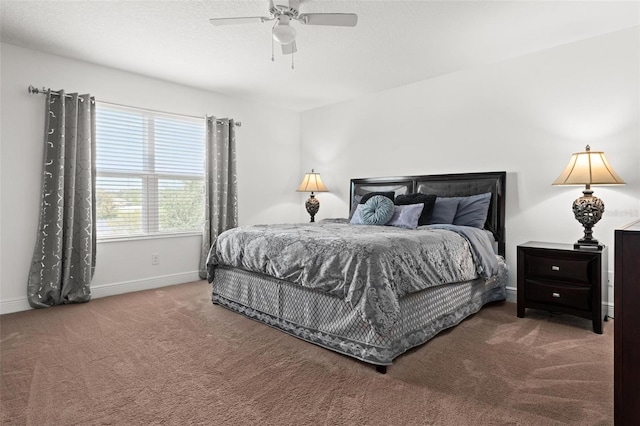 bedroom featuring carpet and ceiling fan