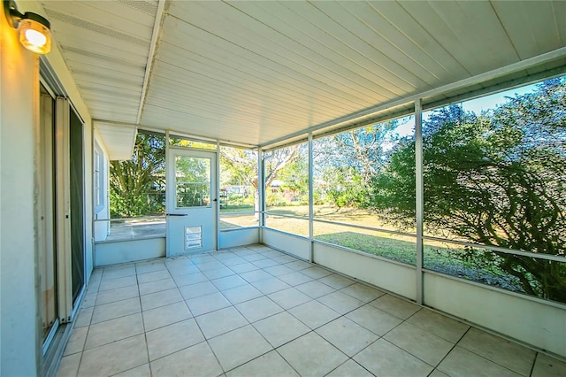 view of unfurnished sunroom