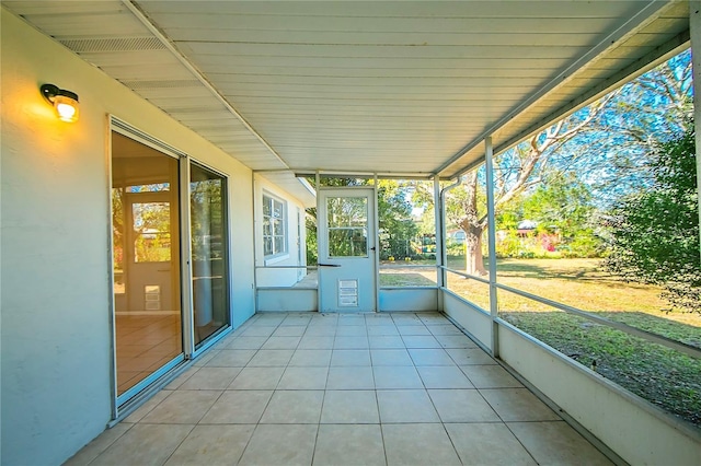 view of unfurnished sunroom