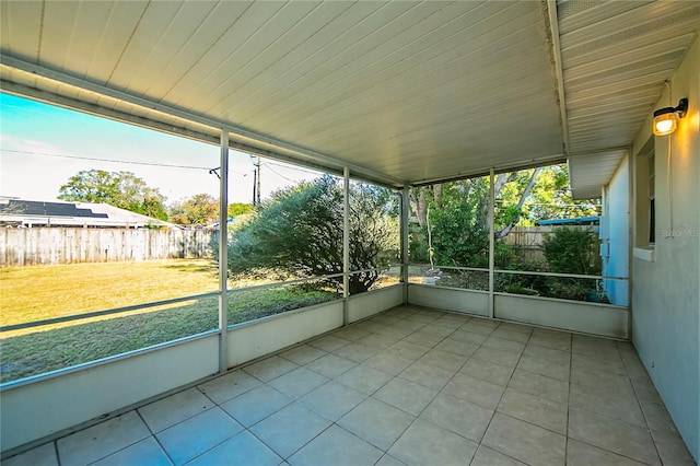 view of unfurnished sunroom