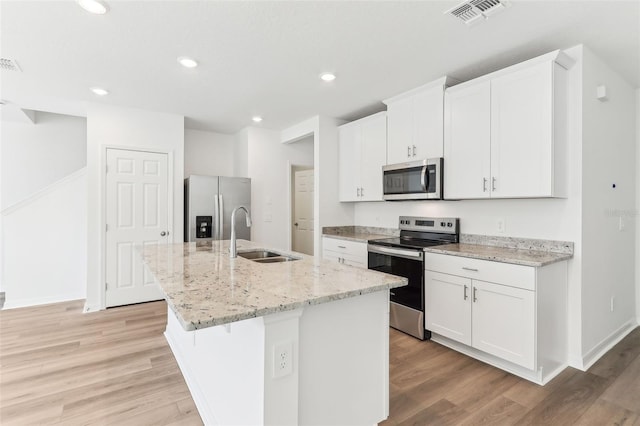 kitchen with white cabinetry, appliances with stainless steel finishes, and sink