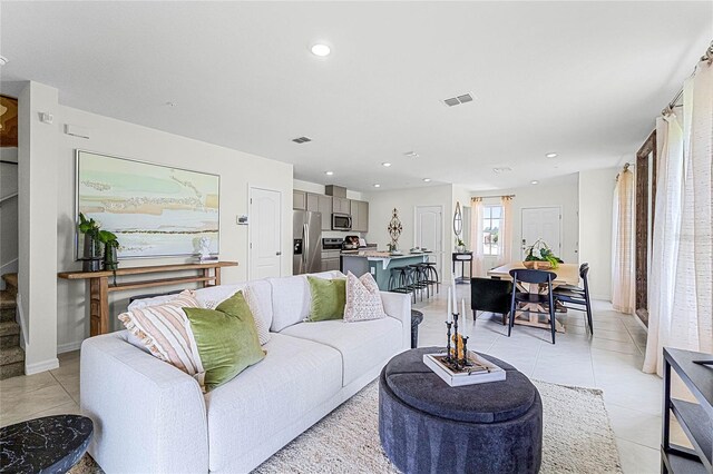 view of tiled living room