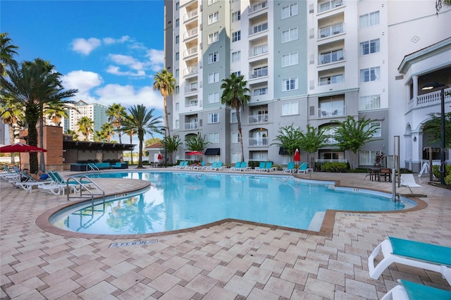 view of pool with a patio area