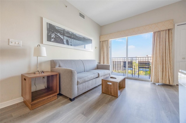 living room featuring light hardwood / wood-style floors