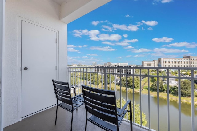 balcony with a water view