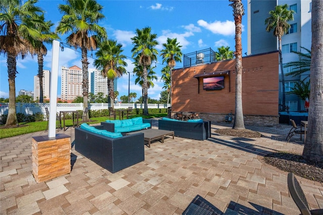 view of patio featuring outdoor lounge area