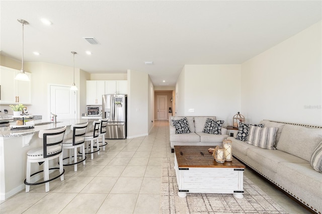 view of tiled living room