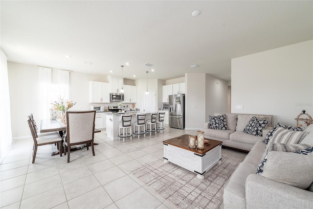 view of tiled living room