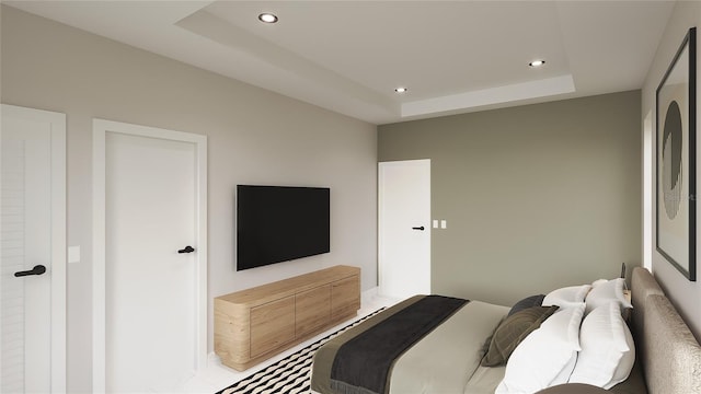 bedroom featuring a raised ceiling