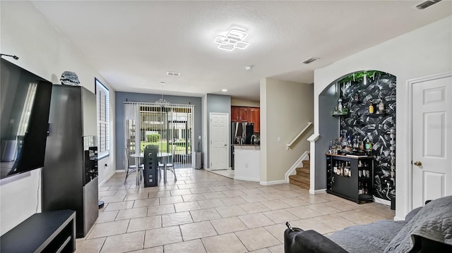 view of tiled living room