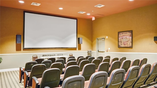 view of carpeted cinema room