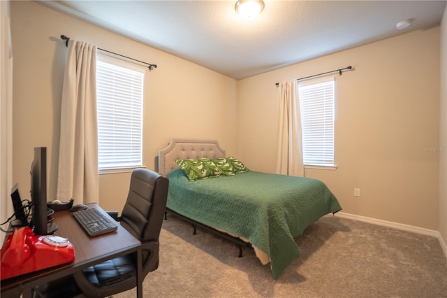 carpeted bedroom with multiple windows