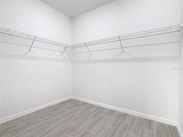 walk in closet featuring wood-type flooring