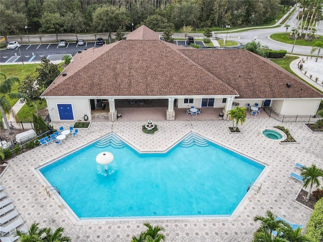 view of swimming pool featuring a patio