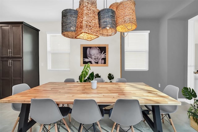 view of tiled dining space