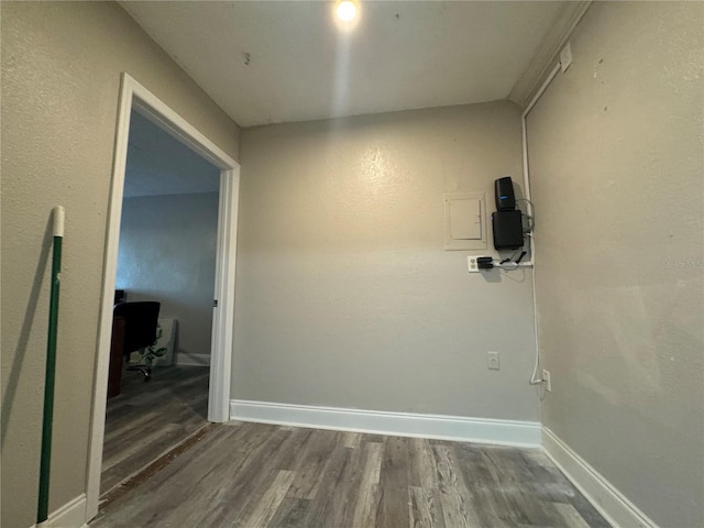 interior space with hardwood / wood-style floors