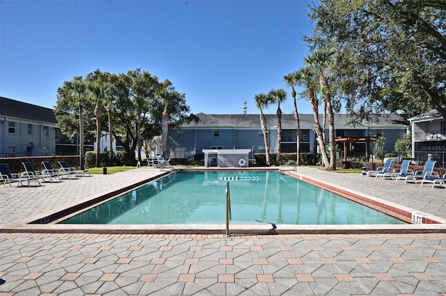 pool with a patio