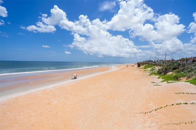 property view of water featuring a beach view