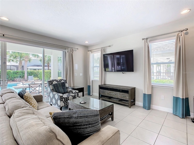 view of tiled living room