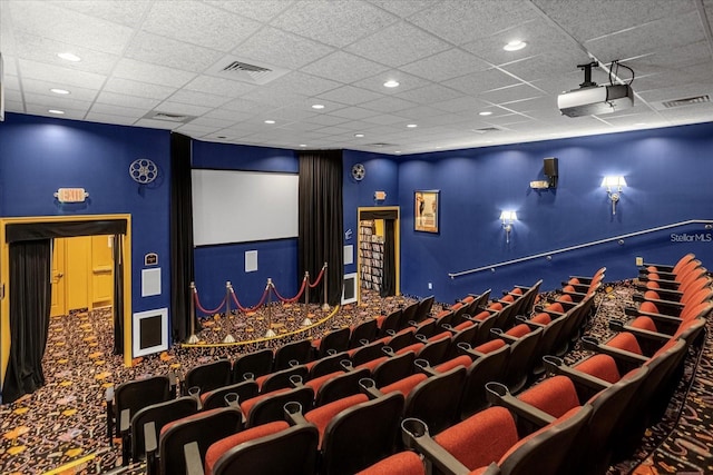 cinema featuring a drop ceiling