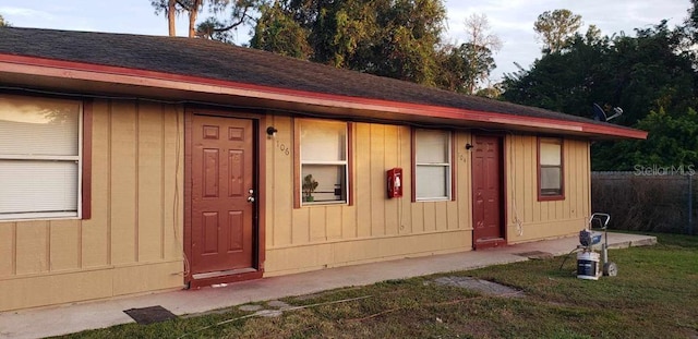 exterior space with a lawn