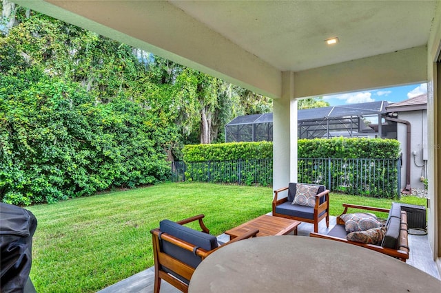 exterior space featuring a lanai