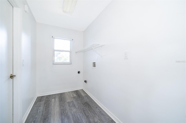 laundry area featuring hookup for a washing machine, dark hardwood / wood-style floors, and electric dryer hookup