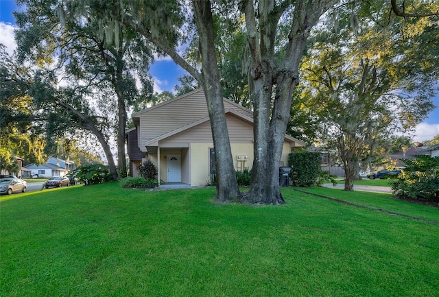 view of home's exterior with a yard